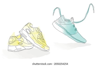 Vector illustration of sport shoes, sneakers