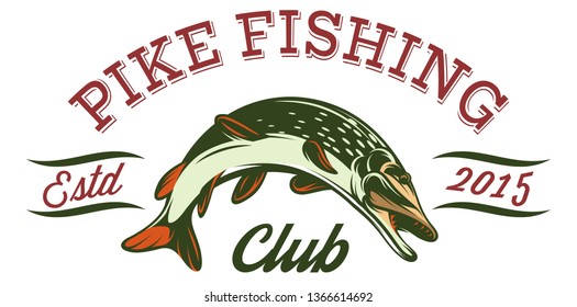 Vector illustration in sport style for fishing with pike.