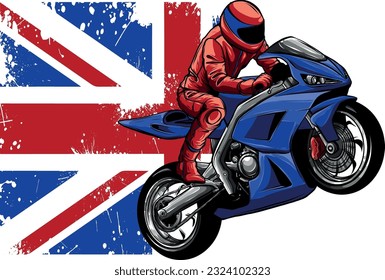 vector illustration of Sport superbike motorcycle with london flag