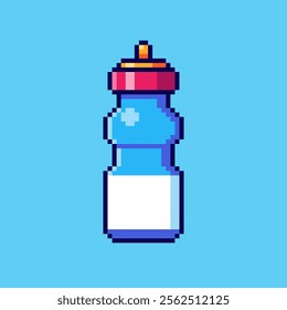 Vector Illustration of Sport Water Bottle with Pixel Art Design, perfect for game assets themed designs