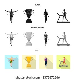 Vector illustration of sport  and winner icon. Set of sport  and fitness  stock symbol for web.