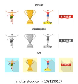 Vector illustration of sport  and winner icon. Collection of sport  and fitness  vector icon for stock.
