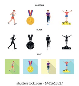 Vector illustration of sport and winner icon. Set of sport and fitness vector icon for stock.