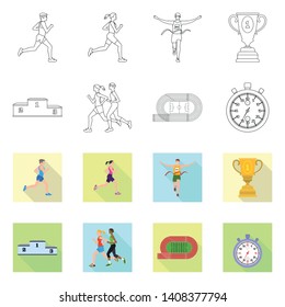 Vector illustration of sport  and winner logo. Collection of sport  and fitness  vector icon for stock.