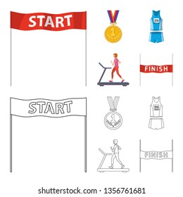Vector illustration of sport  and winner sign. Collection of sport  and fitness  vector icon for stock.