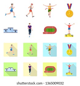 Vector illustration of sport  and winner sign. Collection of sport  and fitness  vector icon for stock.