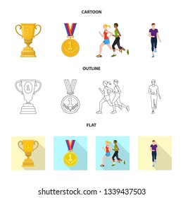 Vector illustration of sport  and winner symbol. Collection of sport  and fitness  stock vector illustration.