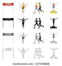 Vector illustration of sport  and winner symbol. Set of sport  and fitness  vector icon for stock.