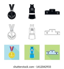 Vector illustration of sport  and winner symbol. Collection of sport  and fitness  stock symbol for web.