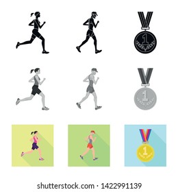 Vector illustration of sport  and winner symbol. Collection of sport  and fitness  stock symbol for web.