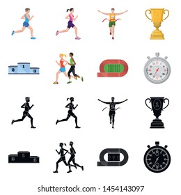 Vector illustration of sport and winner symbol. Set of sport and fitness stock symbol for web.