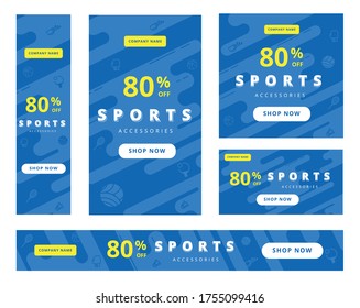 Vector illustration of sports accessories in pattern background for ad banners on design template