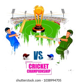 vector illustration of Sports background for the match of Cricket Championship Tournament