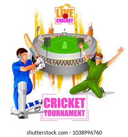 vector illustration of Sports background for the match of Cricket Championship Tournament