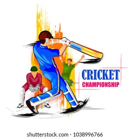 vector illustration of Sports background for the match of Cricket Championship Tournament