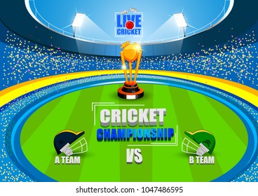 vector illustration of Sports background for the match of Cricket Championship Tournament