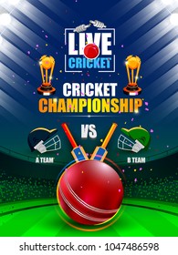 Vector Illustration Of Sports Background For The Match Of Cricket Championship Tournament