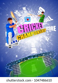 vector illustration of Sports background for the match of Cricket Championship Tournament