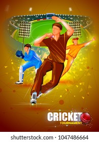 vector illustration of Sports background for the match of Cricket Championship Tournament