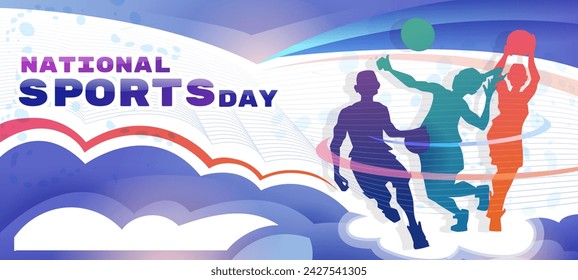 Vector illustration of a sports background for National Sports Day. Designed for decorating gift certificates, banners, and flyers