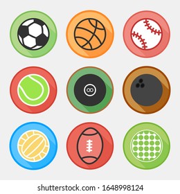 Vector illustration of sports ball flat icons