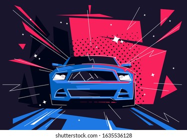 Vector illustration of a sports car, front view