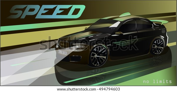 Vector\
illustration. Sports car poster,\
racing.