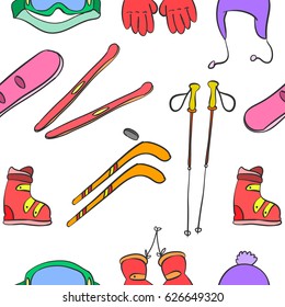 Vector illustration sports equipment pattern style