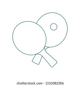 Vector illustration with sports equipment for table tennis. Two crossed ping pong rackets and ball. Table tennis line icon. Ping pong club. Sport. Healthy lifestyle. Design for app, websites, print.
