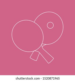 Vector illustration with sports equipment for table tennis. Two crossed ping pong rackets and ball. Table tennis line icon. Ping pong club. Sport. Healthy lifestyle. Design for app, websites, print.