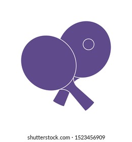 Vector illustration with sports equipment for table tennis. Two crossed ping pong rackets and ball. Table tennis line icon. Ping pong club. Sport. Healthy lifestyle. Design for app, websites, print.