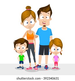 Vector illustration of sports family