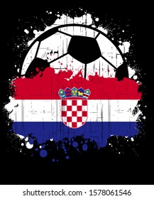 Vector illustration of a sports football logo with the flag of Croatia, isolated on black background