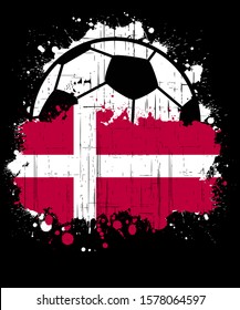 Vector illustration of a sports football logo with the flag of Denmark, isolated on black background