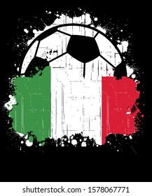 Vector illustration of a sports football logo with the flag of Italy, isolated on black background