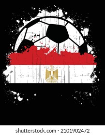 Vector illustration of a sports football logo with the flag of Egypt, isolated on black background
