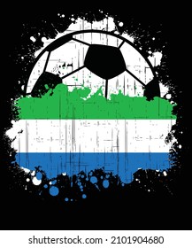 Vector illustration of a sports football logo with the flag of Sierra Leone, isolated on black background