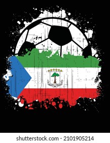 Vector illustration of a sports football logo with the flag of Equatorial Guinea, isolated on black background