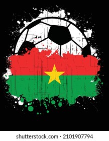 Vector illustration of a sports football logo with the flag of Burkina Faso, isolated on black background