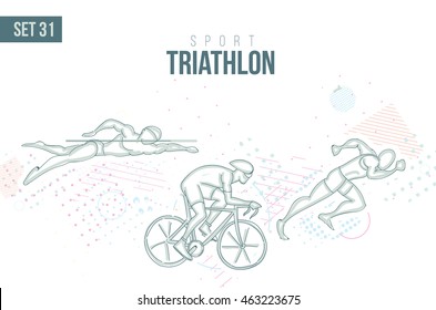 vector illustration sports games. Summer Olympics in 2016 in Rio, Rio Olympic Games triathlon sport hand-drawn doodles sport. set 31