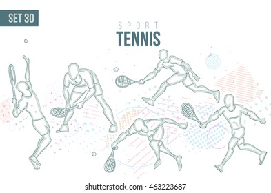 vector illustration sports games. Summer Olympics in 2016 in Rio, Rio Olympic Games. tennis sport hand-drawn doodles sport. set 30