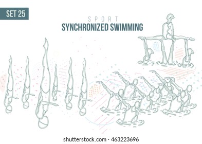 vector illustration sports games. Summer Olympics in 2016 in Rio, Rio Olympic Games synchronized swimming sport hand-drawn doodles sport. set 25