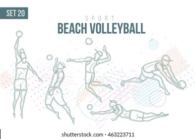 vector illustration sports games. Summer Olympics in 2016 in Rio, Rio Olympic Games. Beach volleyball sport hand-drawn doodles sport. set 20