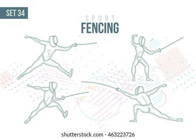 vector illustration sports games. Summer Olympics in 2016 in Rio, Rio Olympic Games fencing sport hand-drawn doodles sport. set 34