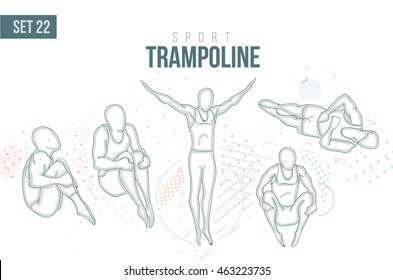 vector illustration sports games. Summer Olympics in 2016 in Rio, Rio Olympic Games trampoline sport hand-drawn doodles sport. set 22