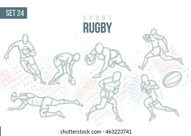 vector illustration sports games. Summer Olympics in 2016 in Rio, Rio Olympic Games rugby sport hand-drawn doodles sport. set 24