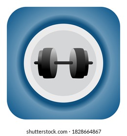 Vector illustration of a sports sign. Dumbbell for strength training. Healthy lifestyle concept. Can be used for web design and applications.