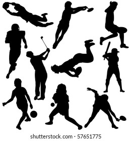 Vector illustration of Sports Silhouettes