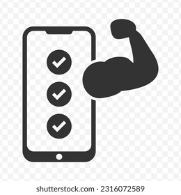 Vector illustration of sports smartphone notes  icon in dark color and transparent background(PNG).