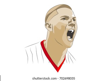 Vector illustration of a sports supporter shouting 